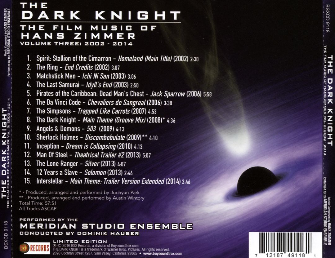 Dark Knight: The Film Music of Hans Zimmer, Vol. 3 cover art