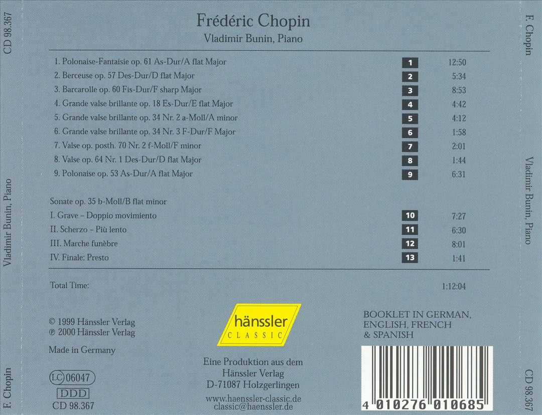 Chopin: Polonaise-Fantasie; Berceuse; Barcarolle; etc. cover art