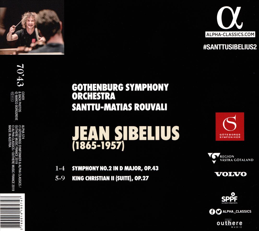 Sibelius: Symphony No. 2; King Christian II cover art