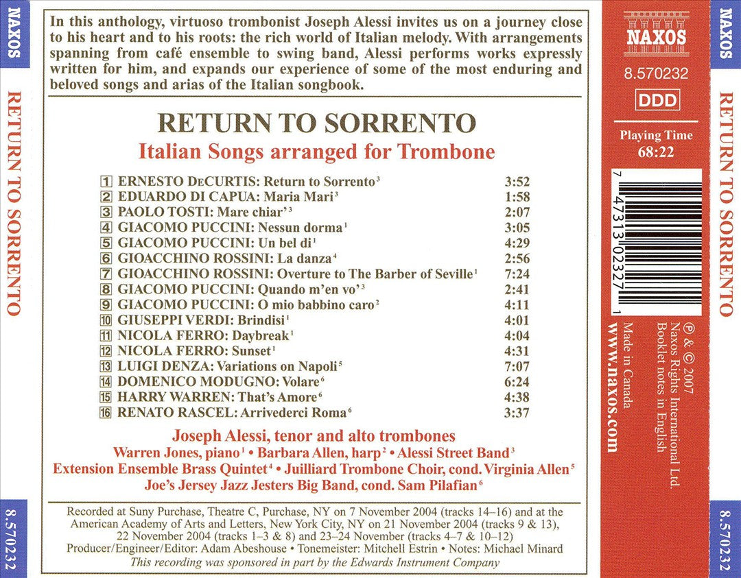 Return to Sorrento: Italian Songs arranged for Trombone cover art