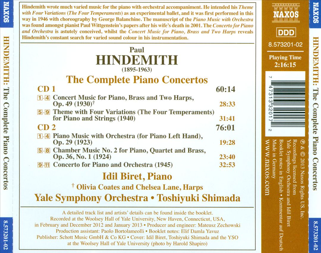 Hindemith: The Complete Piano Concertos cover art