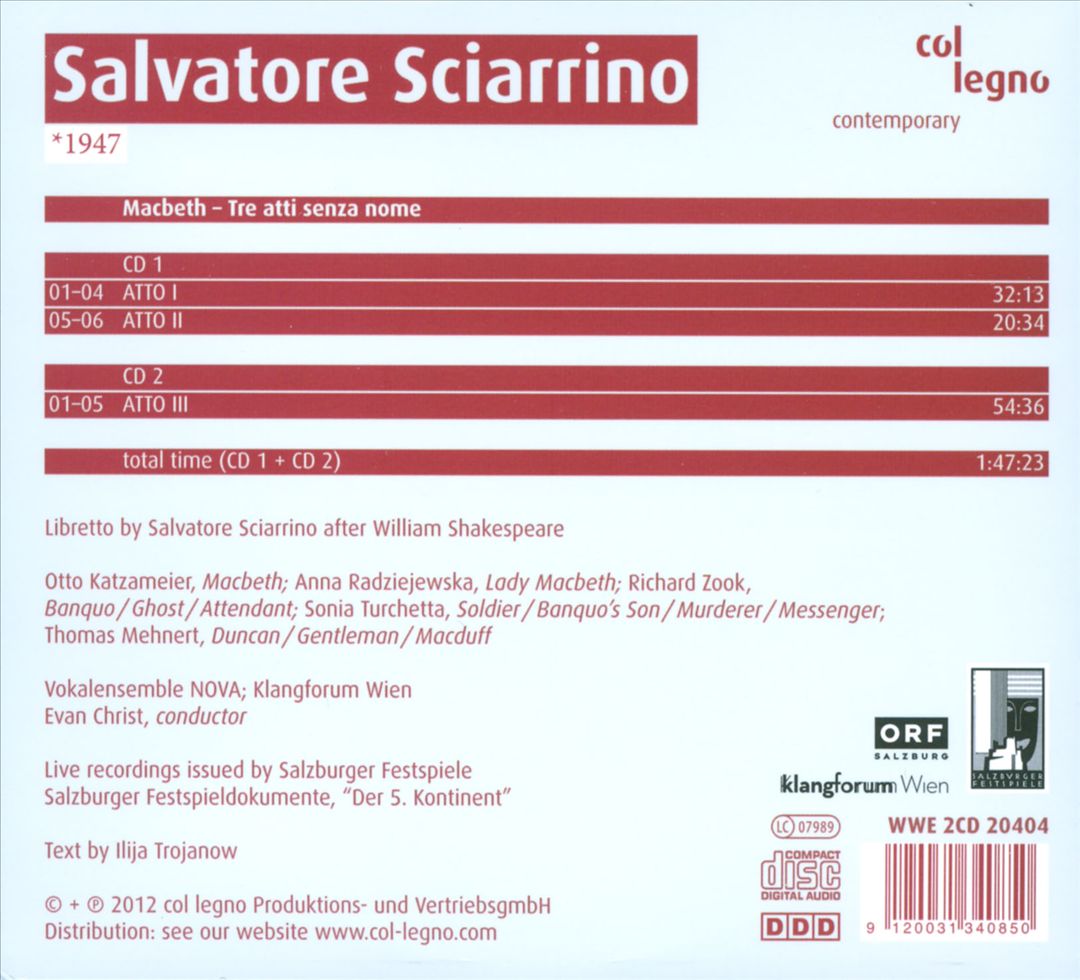 Salvatore Sciarrino: Macbeth cover art