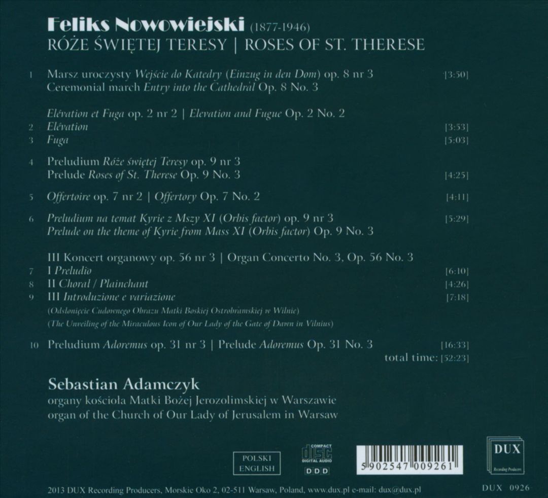 Feliks Nowowiejski: Roses of St. Therese cover art
