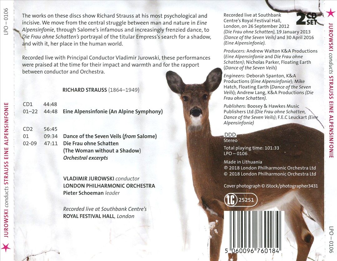 Strauss: Eine Alpensinfonie; Die Frau ohne Schatten, orchestral excerpts; Dance of the Seven Veils cover art