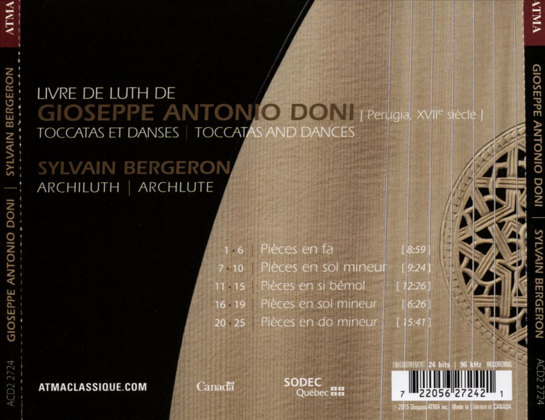 Livre de Luth de Gioseppe Antonio Doni cover art