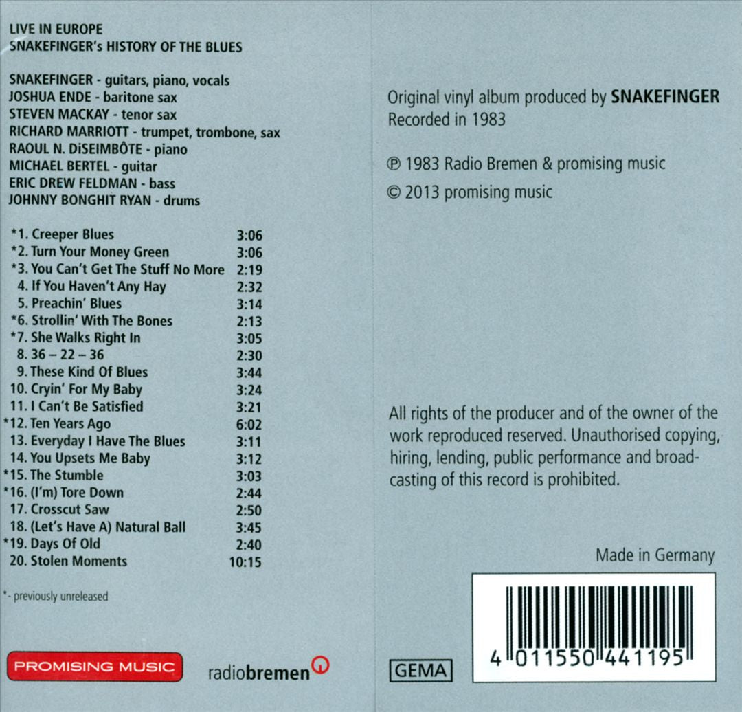 Snakefinger's History of the Blues: Live In Europe cover art