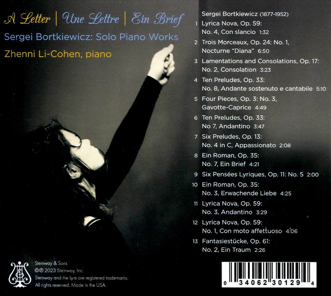 Letter: Sergei Bortkiewicz Solo Piano Works cover art