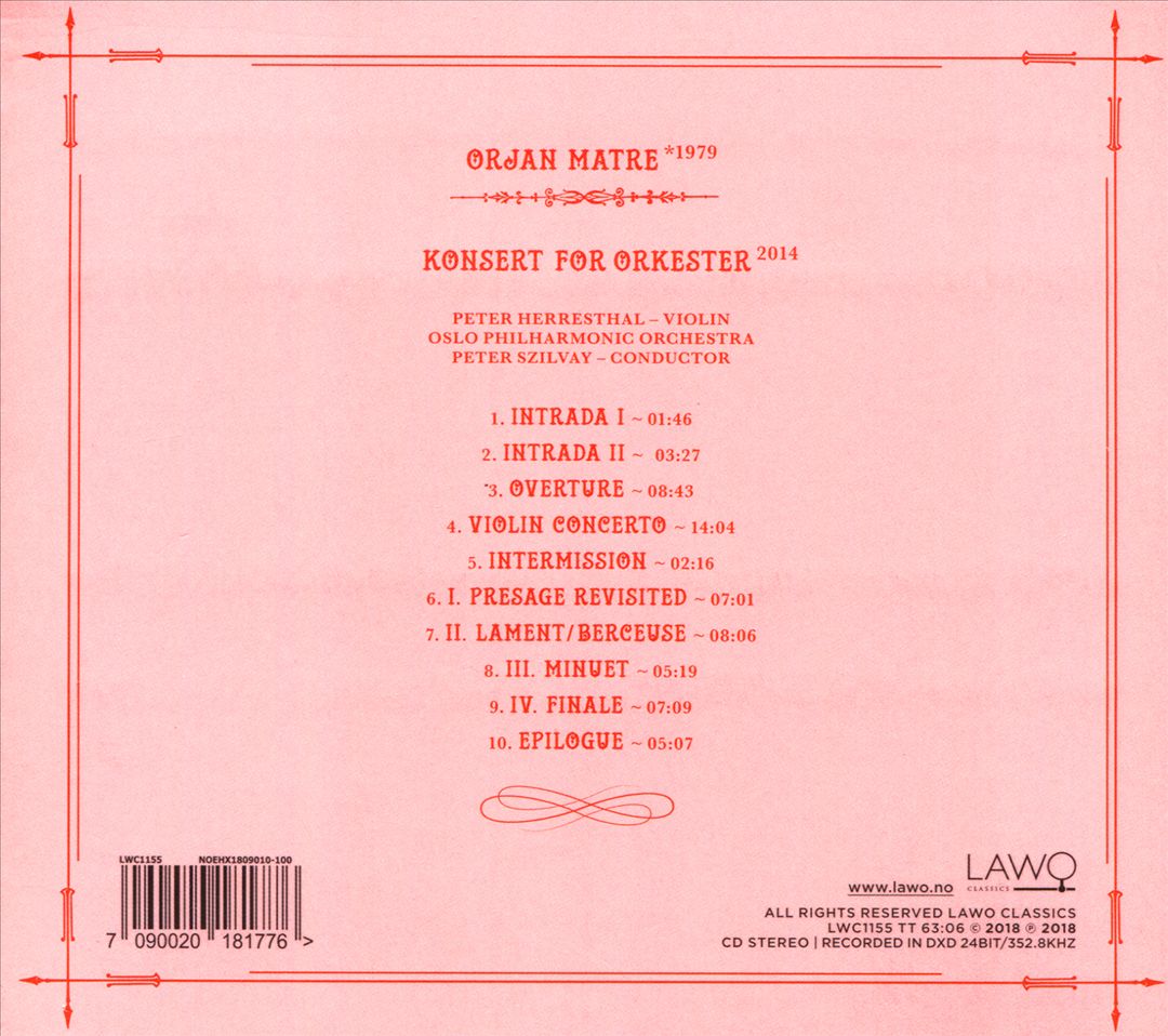 Ørjan Matre: Konsert for Orkester cover art