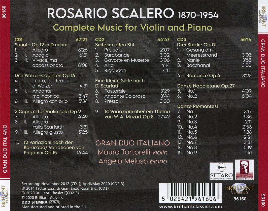 Scalero: Complete Music for Violin and Piano cover art