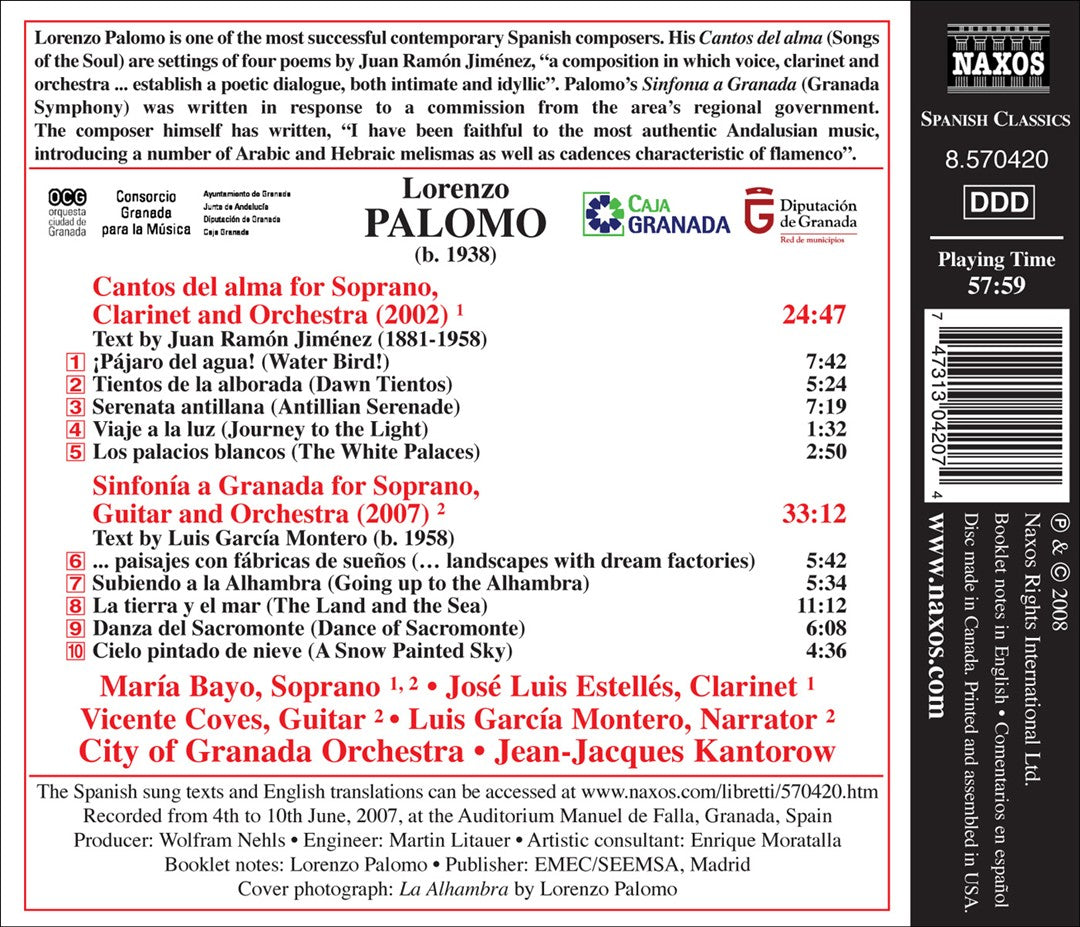 Lorenzo Palomo: Cantos del alma; Sinfonía a Granada cover art