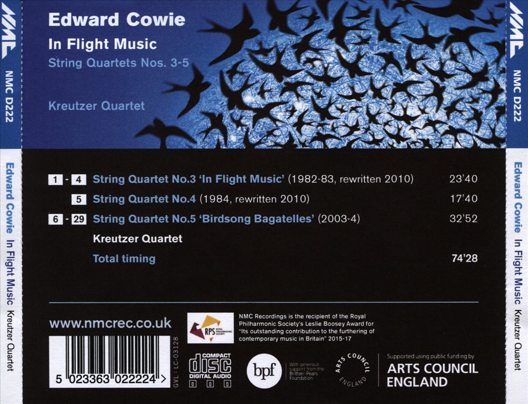 Edward Cowie: In Flight Music - String Quartets Nos. 3-5 cover art