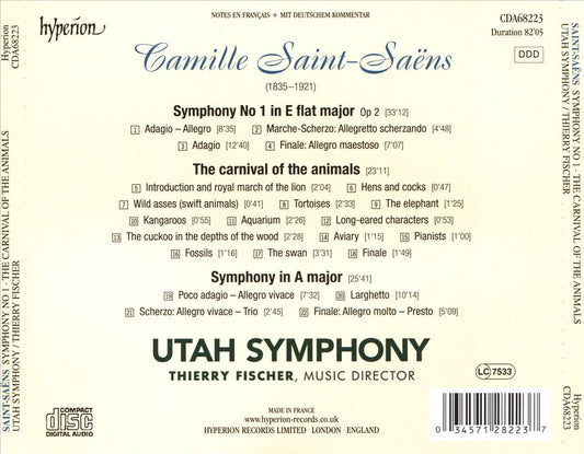 Saint-Saëns: Symphony No 1 in E flat major; Symphony in A major; The Carnival of the Animals cover art