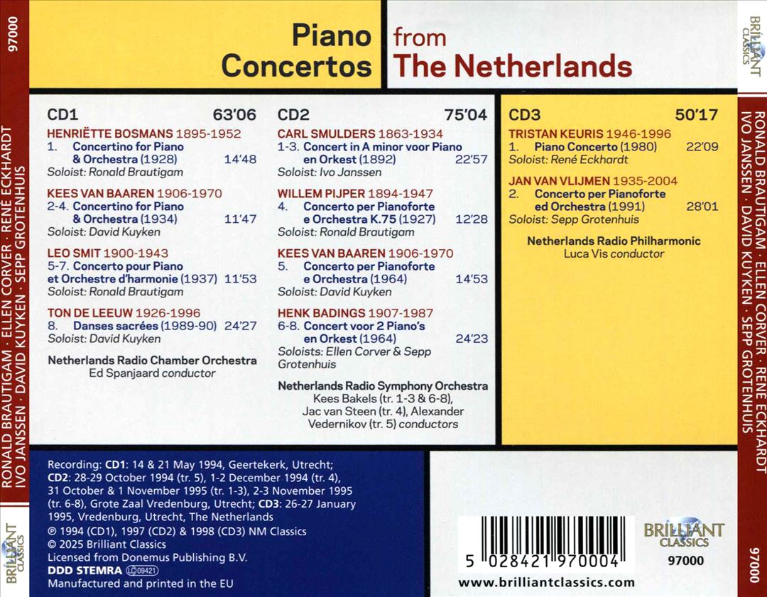 Piano Concertos from The Netherlands [Brilliant Classics] cover art