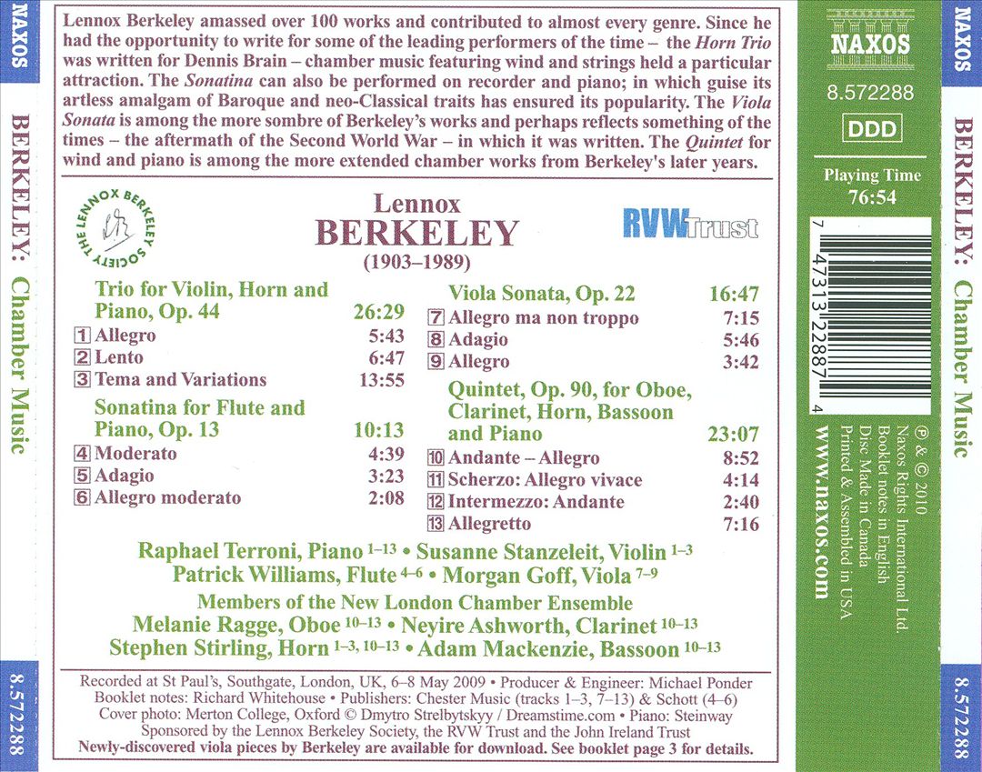 Lennox Berkeley: Chamber Music cover art