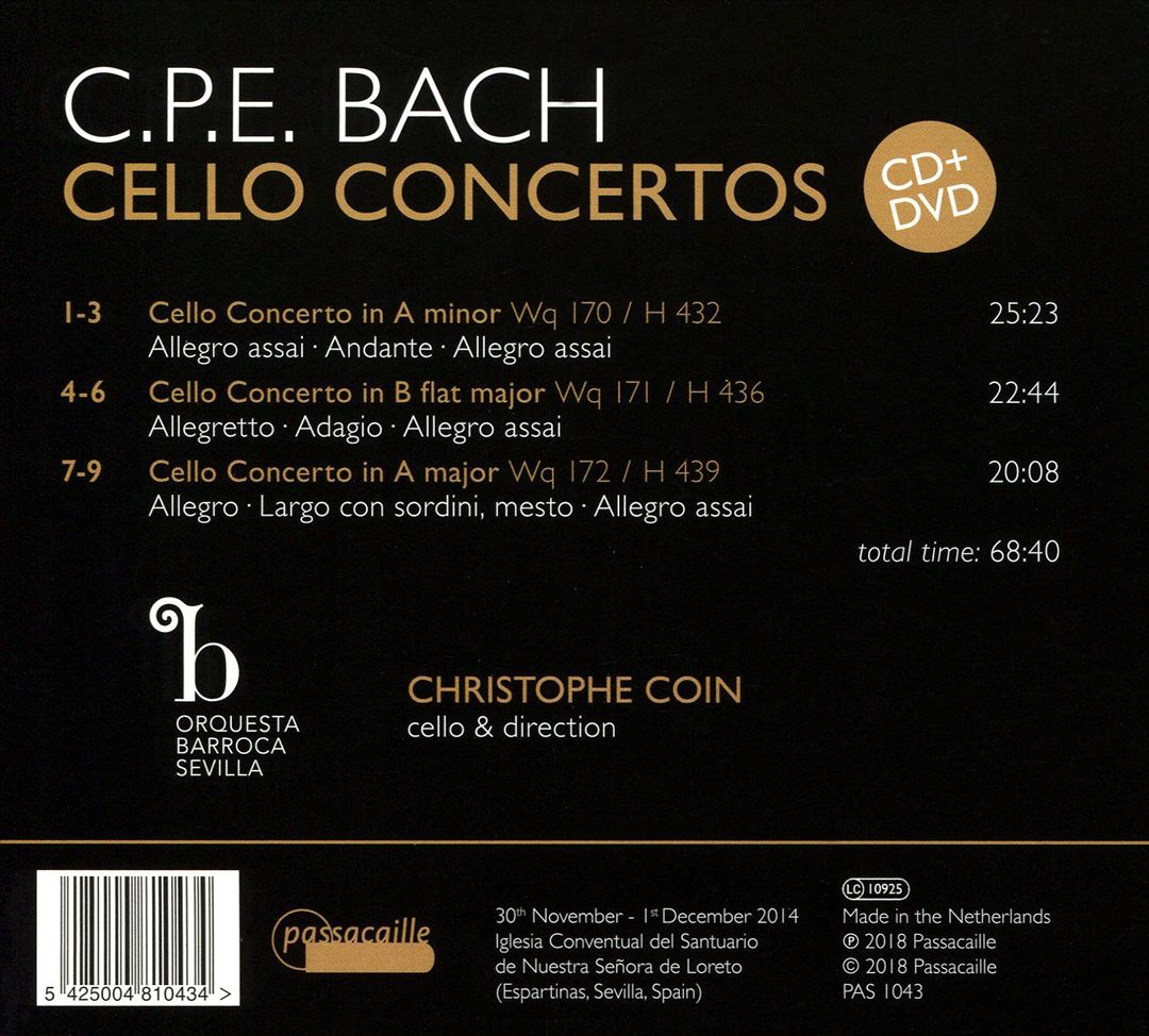 C.P.E. Bach: Cello Concertos cover art