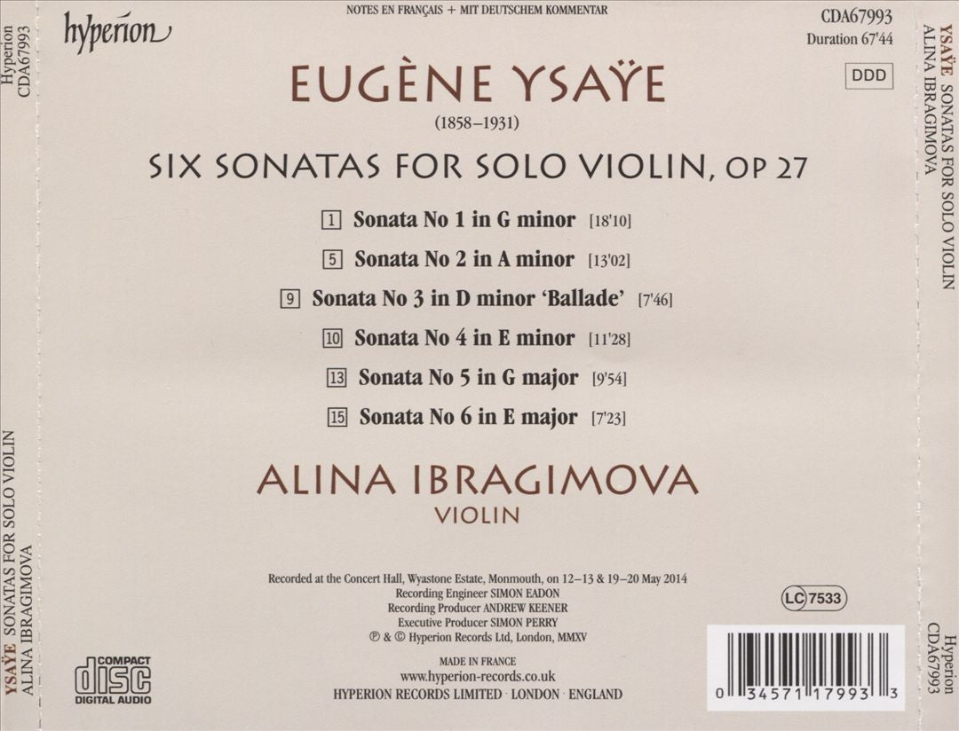 Ysaÿe: Sonatas for Solo Violin cover art