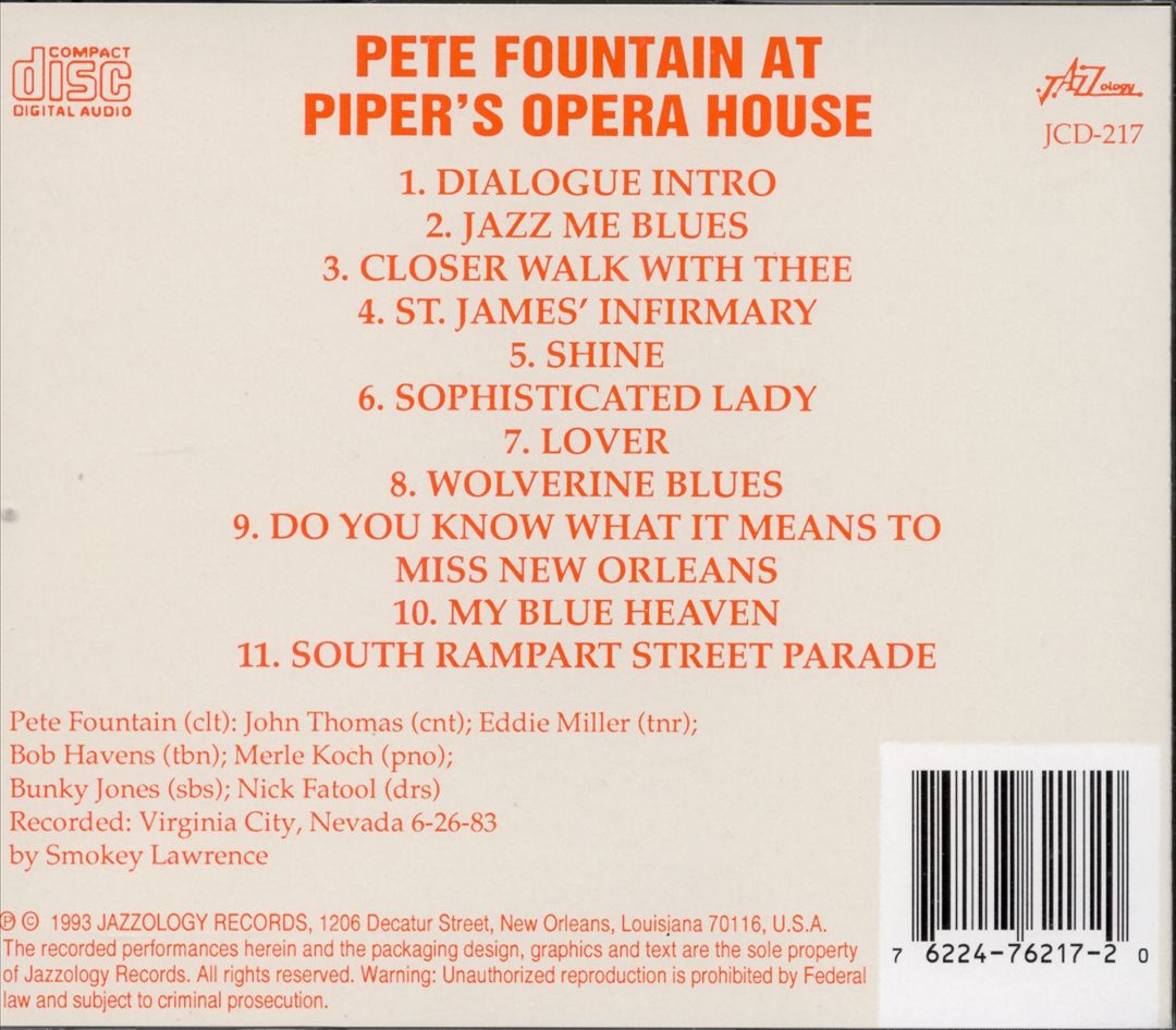 Pete Fountain at Piper's Opera House cover art