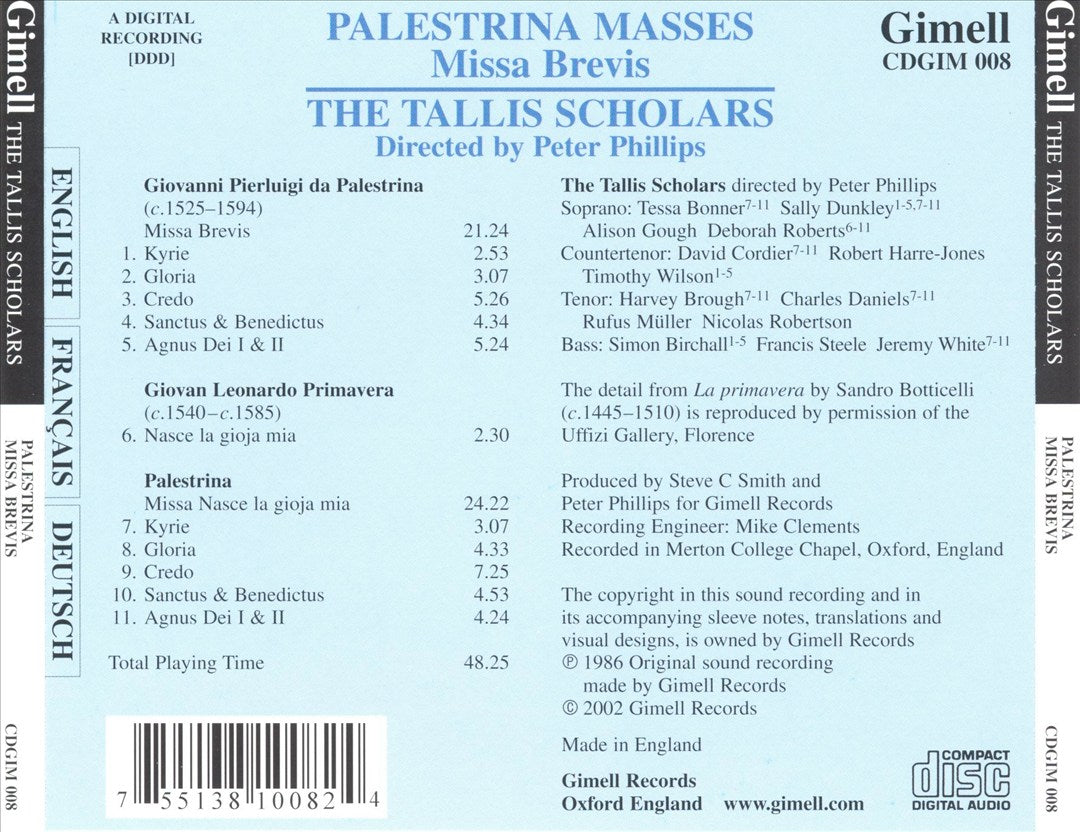 Palestrina Masses: Missa Brevis cover art