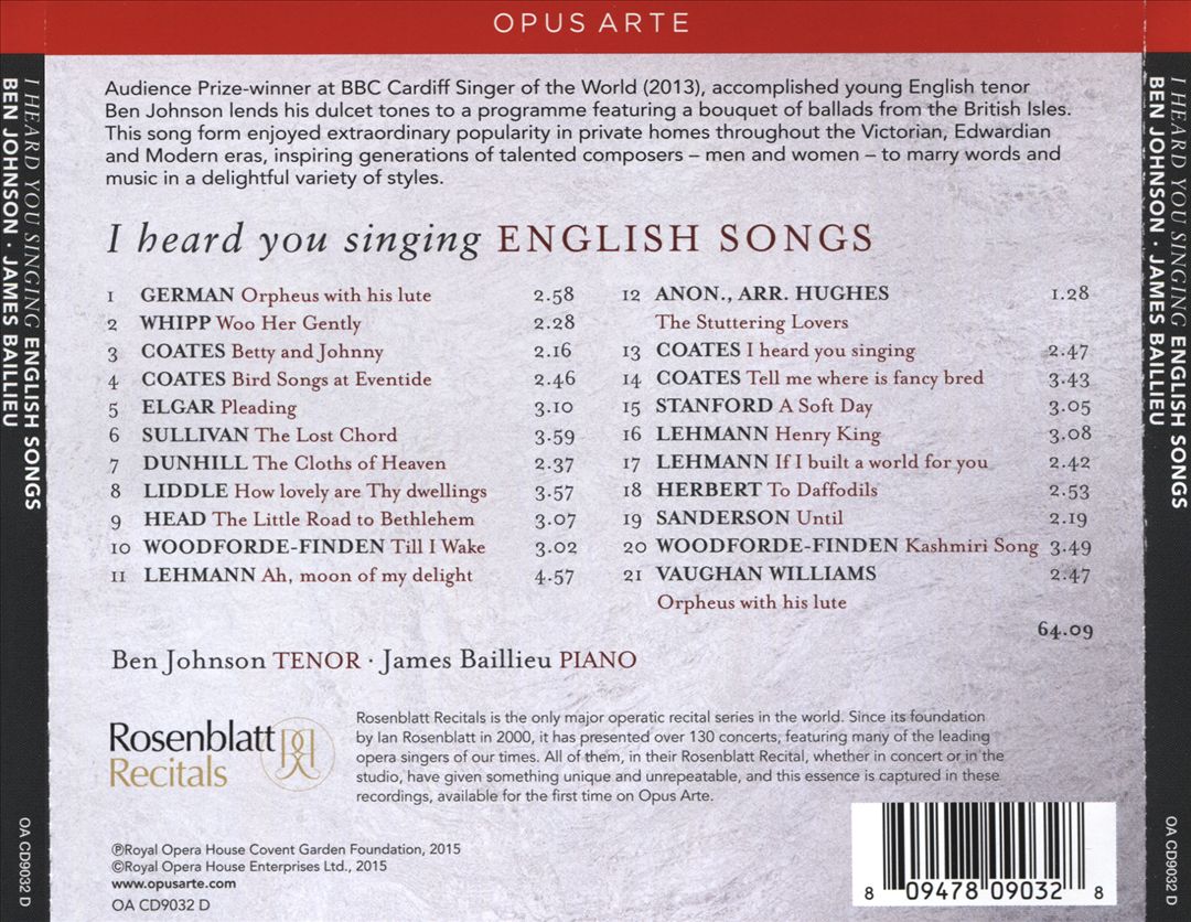 I Heard You Singing: English Songs cover art