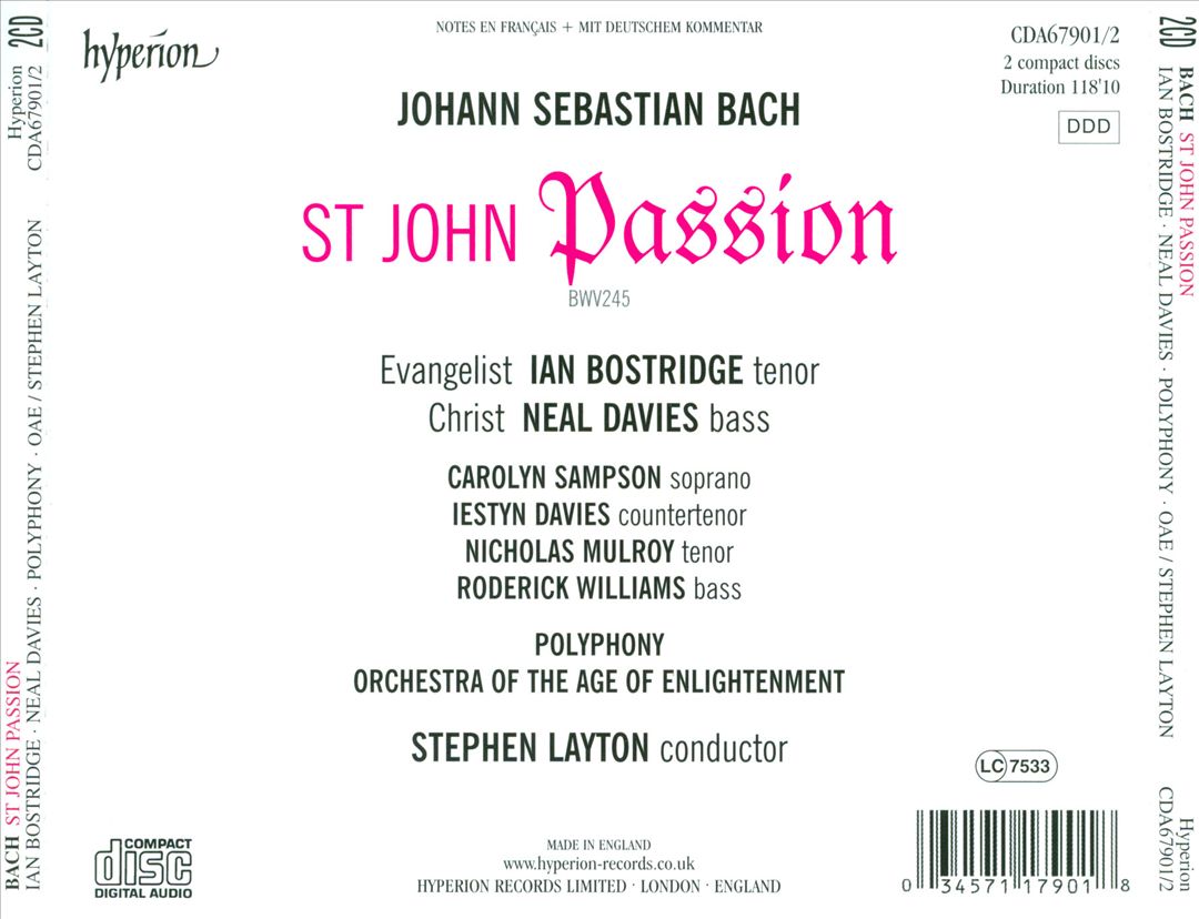 Bach: St. John Passion cover art