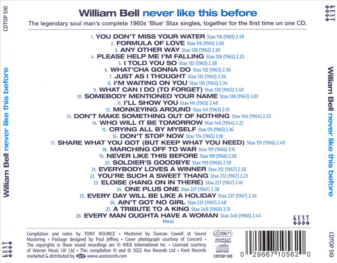 Never Like This Before - The Complete 'Blue' Stax Singles 1961-1968 cover art