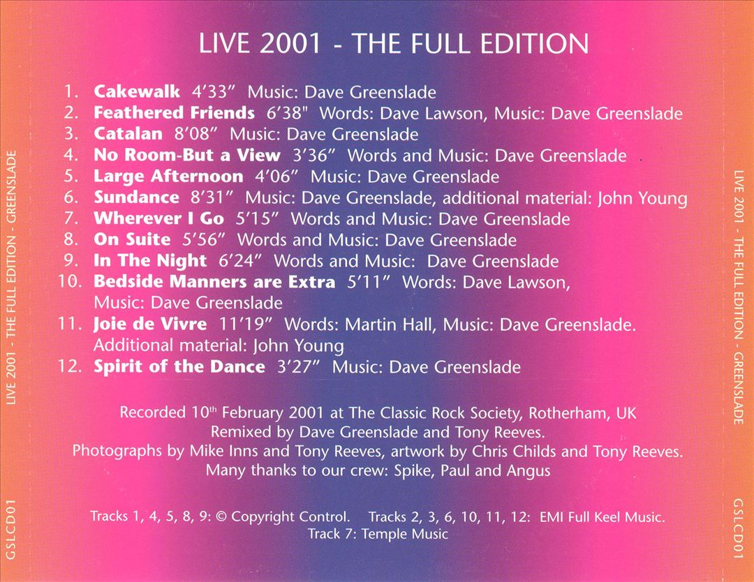 Live 2001 cover art