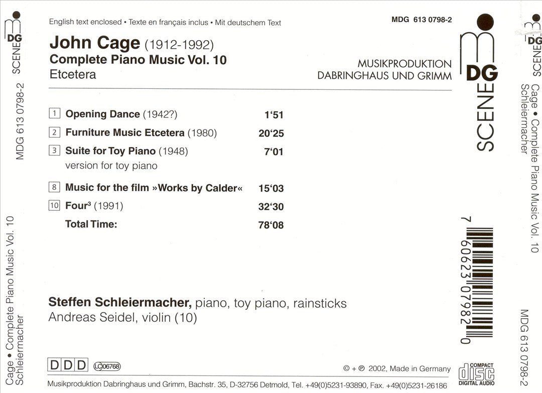 Cage: Complete Piano Music Vol. 10 cover art