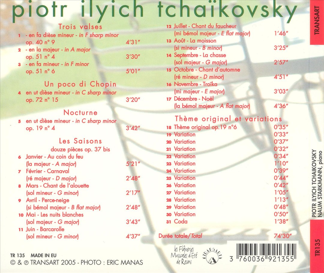 Tchaikovsky: Valses; Un Poco di Chopin; Nocturne; Les Saisons; Theme et Variations cover art