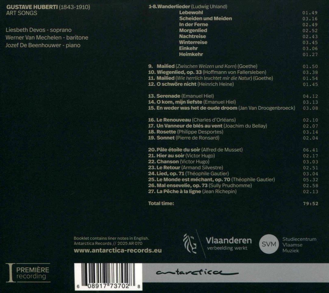 Flemish Music Heritage: Gustave Huberti - Art Songs cover art