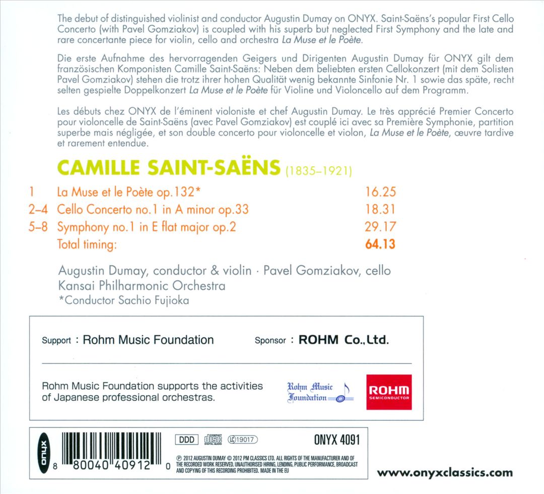Saint-Saëns: Symphony No. 1; Cello Concerto No. 1; La Muse et la Poete cover art
