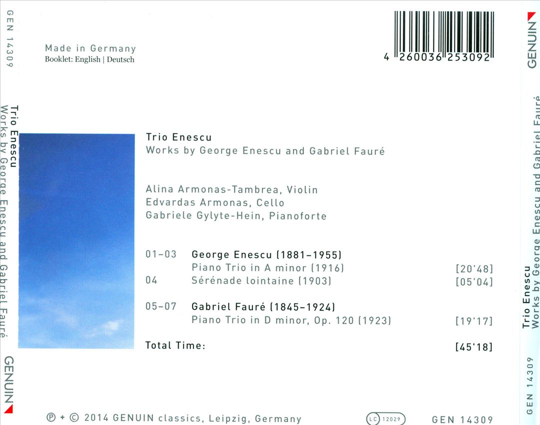 Works by Enescu and Fauré cover art