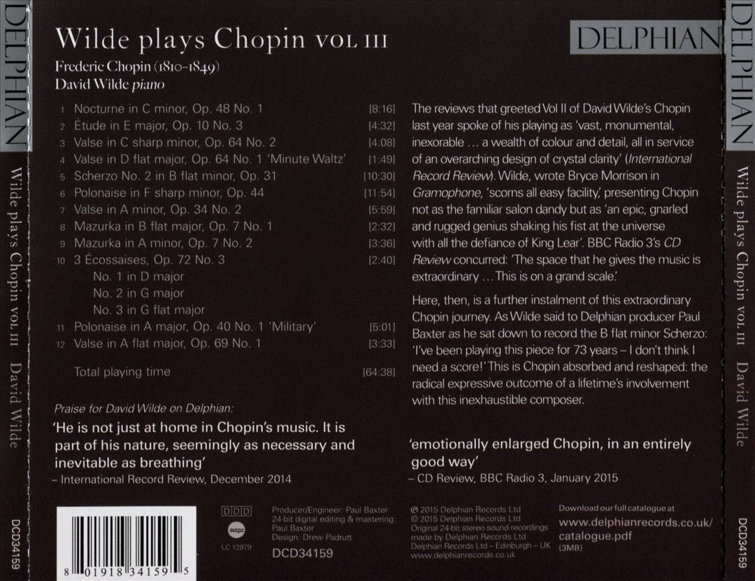 Wilde plays Chopin, Vol. 3 cover art