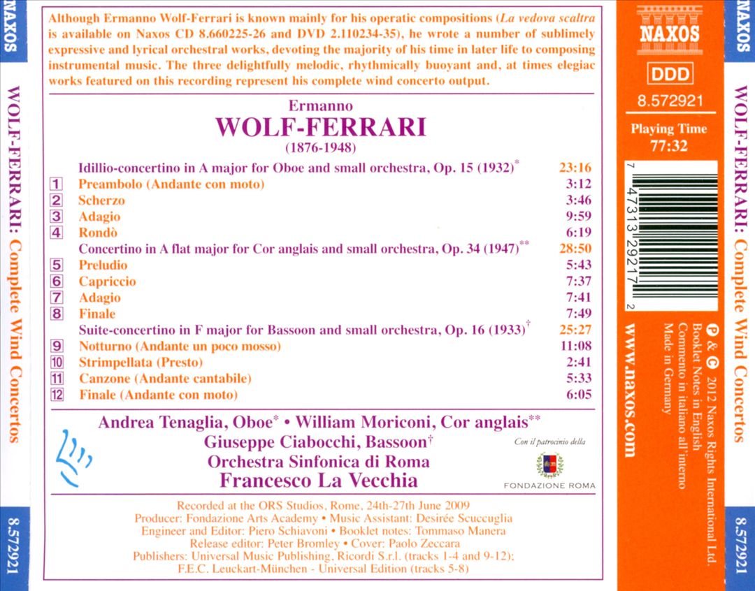 Ermanno Wolf-Ferrari: Wind Concertinos cover art
