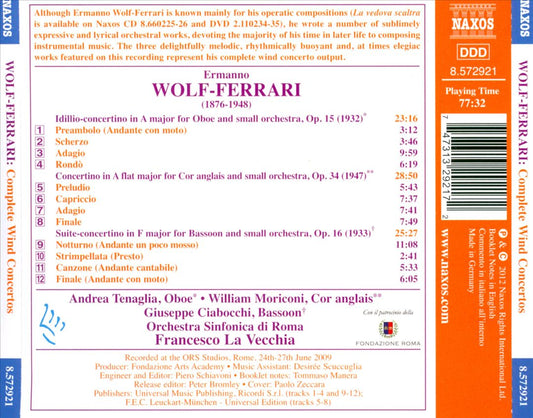 Ermanno Wolf-Ferrari: Wind Concertinos cover art