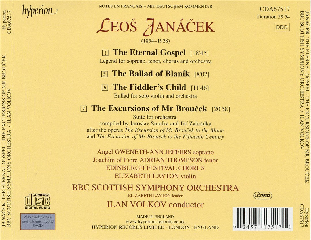 Janácek: The Eternal Gospel; The Ballad of Blaník; The Fiddler's Child; The Excursions of Mr. Broucek cover art