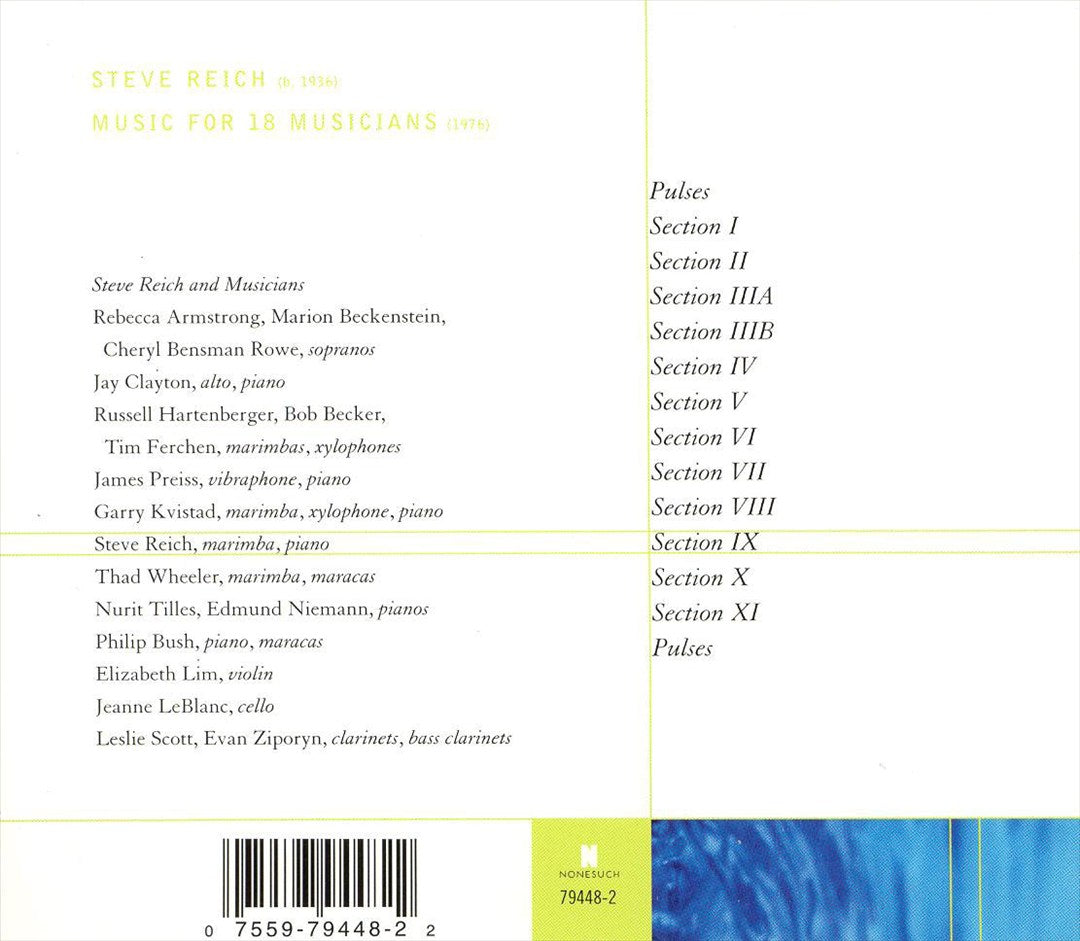 Music for 18 Musicians [Nonesuch 1998] cover art