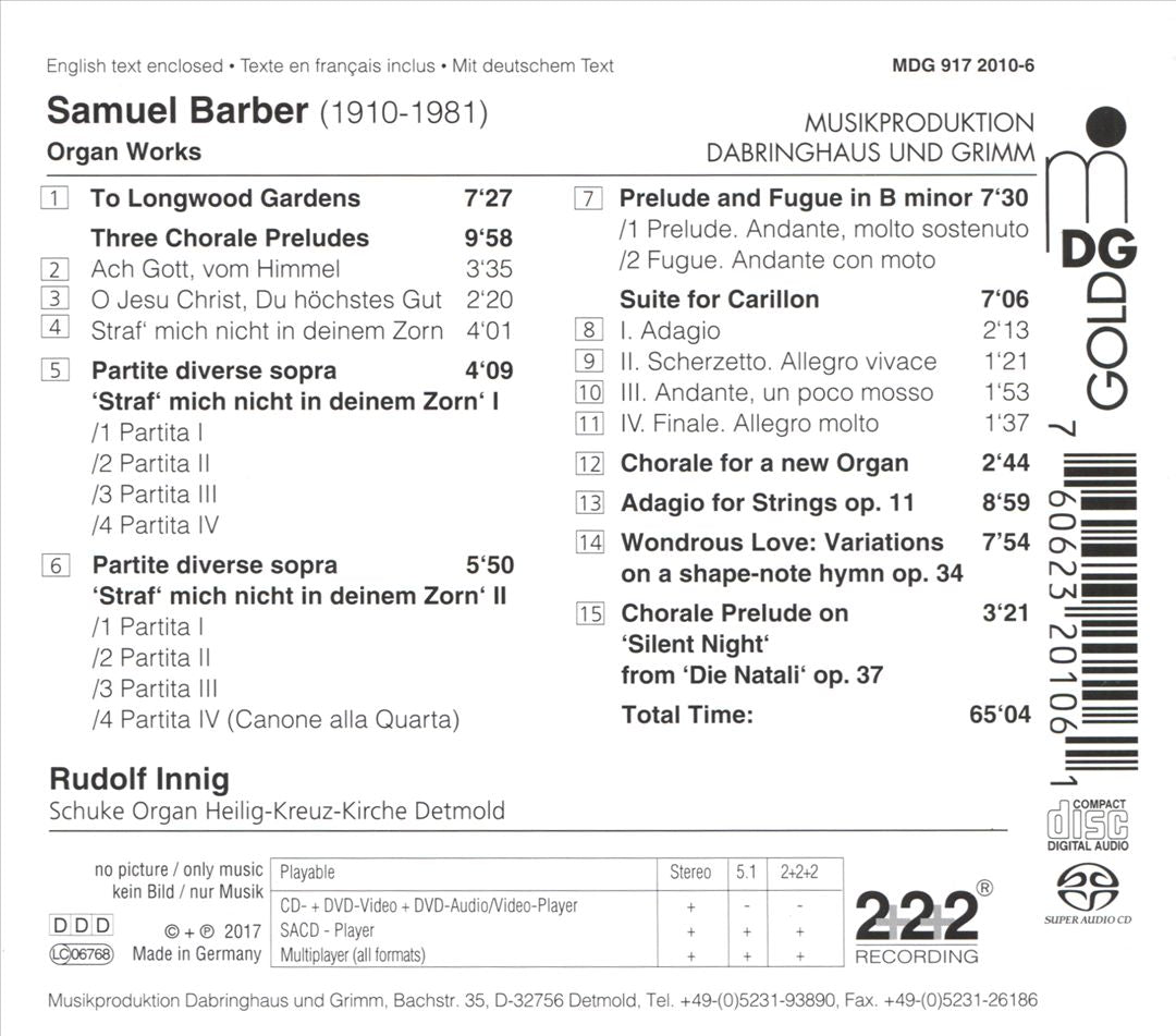 Samuel Barber: Organ Works cover art