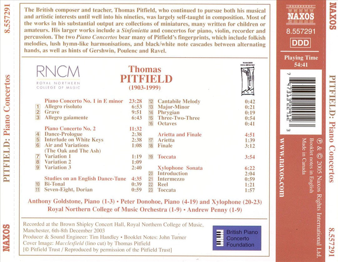 Thomas Pitfield: Piano Concertos Nos. 1 & 2 cover art