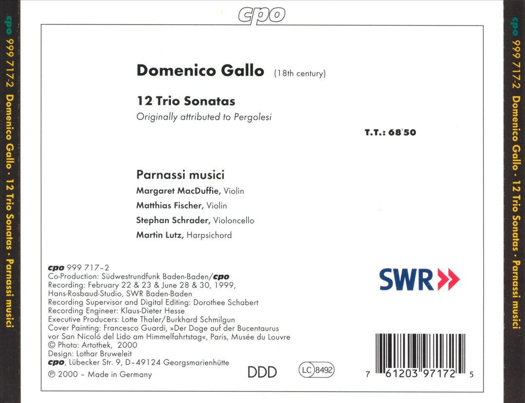 Domenico Gallo: 12 Trio Sonatas cover art