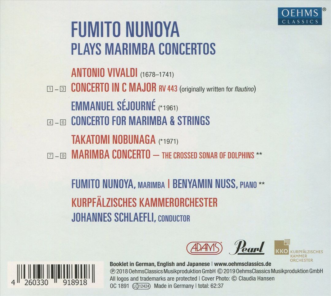 Concertos on Marimba: Vivaldi, Séjourné, Nobunaga cover art