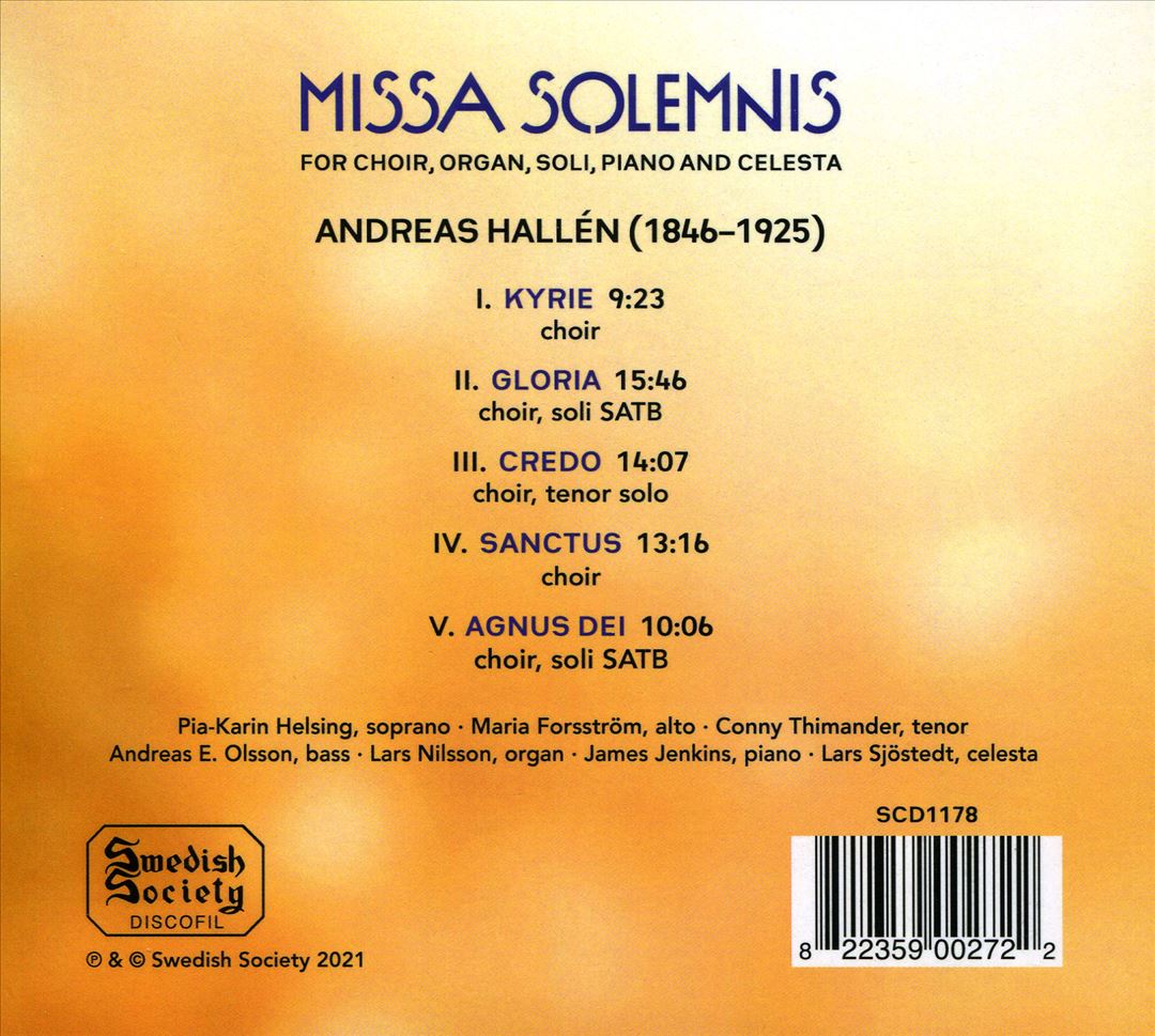 Andreas Hallén: Missa Solemnis cover art