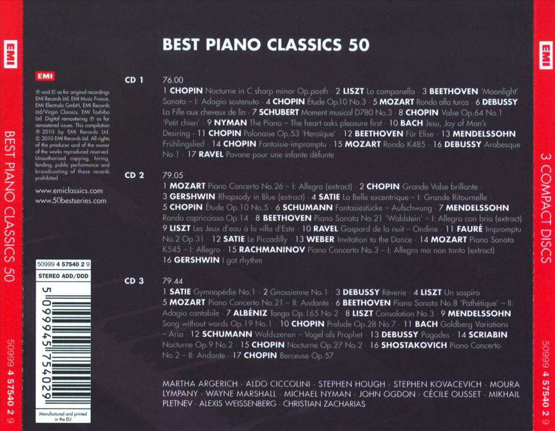 50 Best Piano Classics cover art