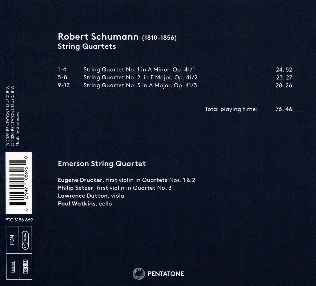 Schumann: String Quartets cover art