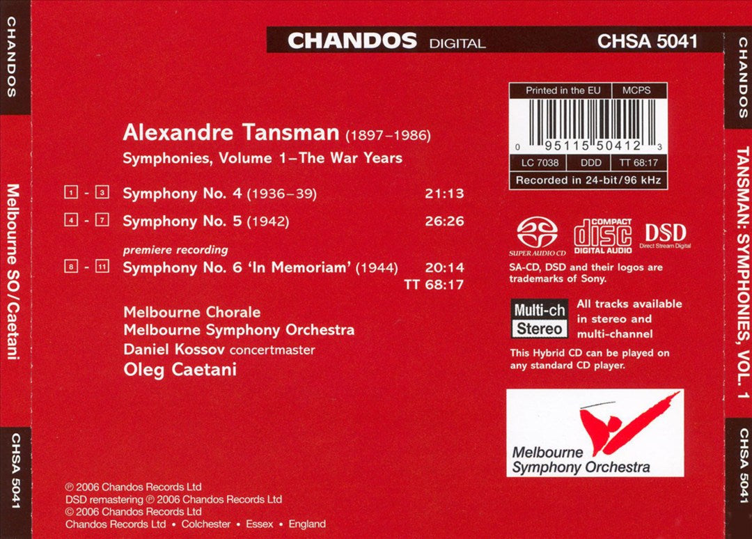 Tansman: Symphonies, Vol. 1  cover art