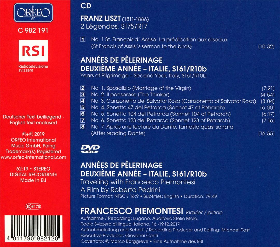 Liszt: Années de Pèlerinage, Deuxième Année - Italie; Legende 1 cover art
