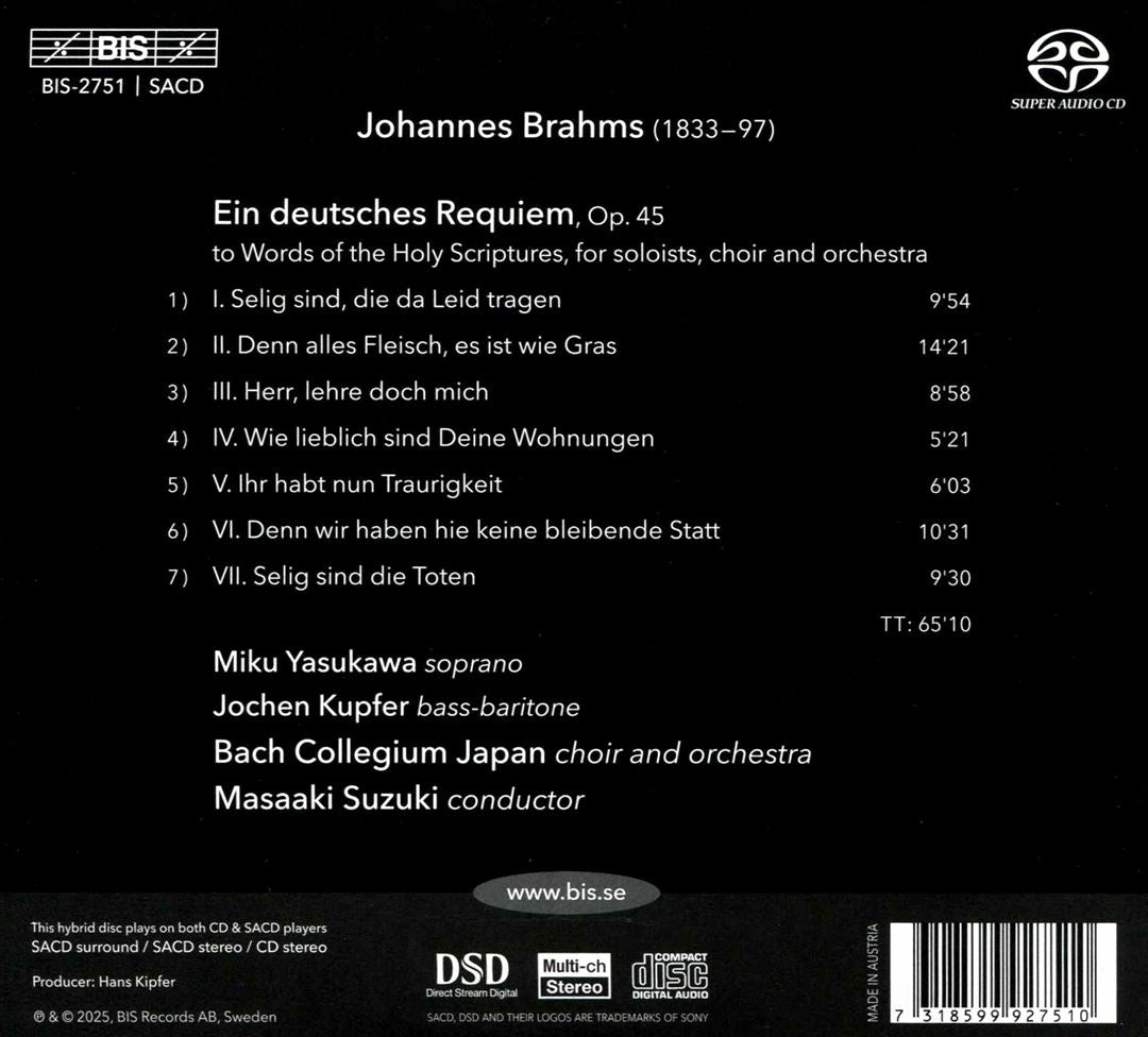 Johannes Brahms: Ein deutsches Requiem cover art