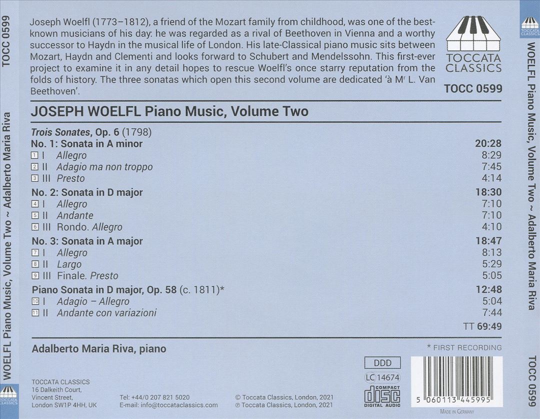 Joseph Woelfl: Piano Music, Vol. 2 cover art