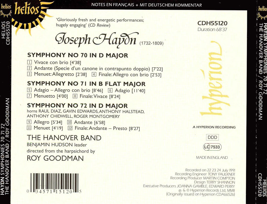 Haydn: Symphonies Nos. 70-72 cover art