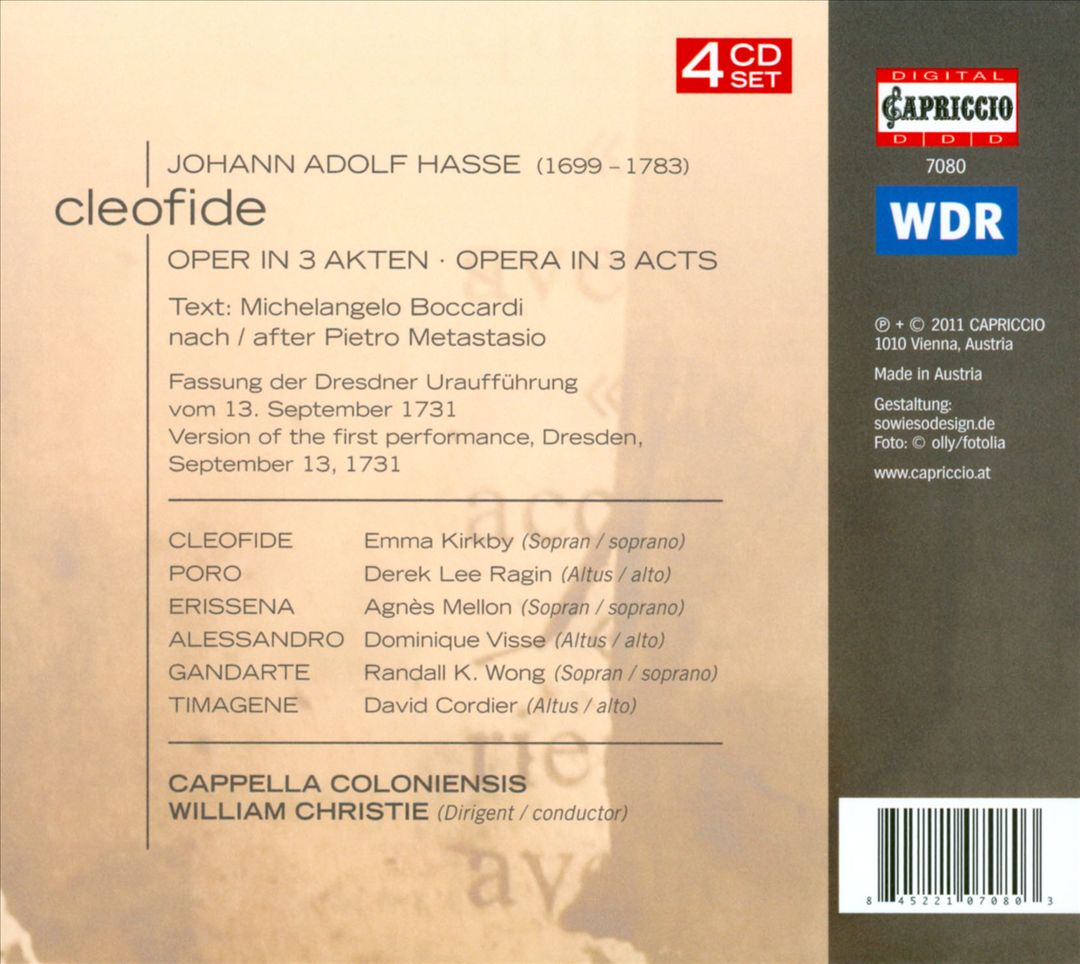 Johann Adolf Hasse: Cleofide cover art