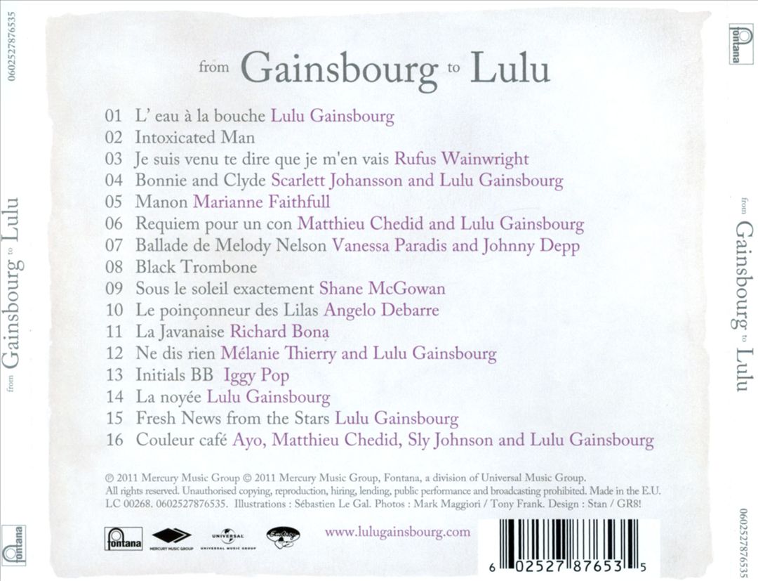 From Gainsbourg to Lulu cover art